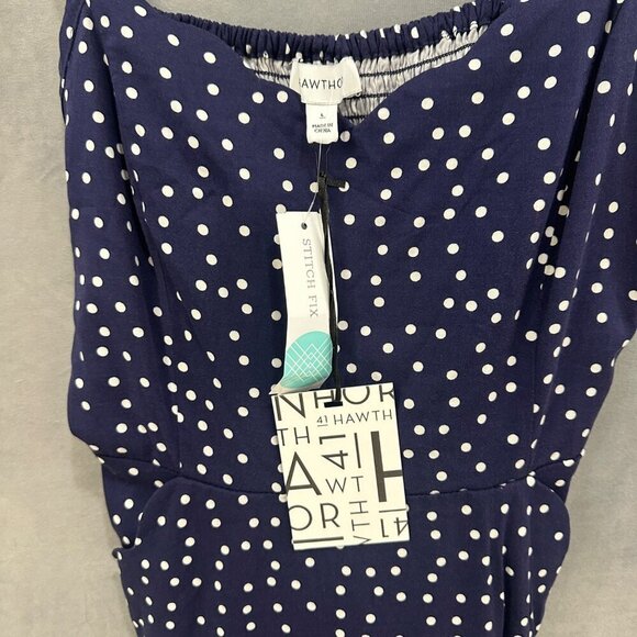 41 Hawthorn Beatriz Scallop Detail Dress Navy Polka Dot L NWT - Picture 10 of 16